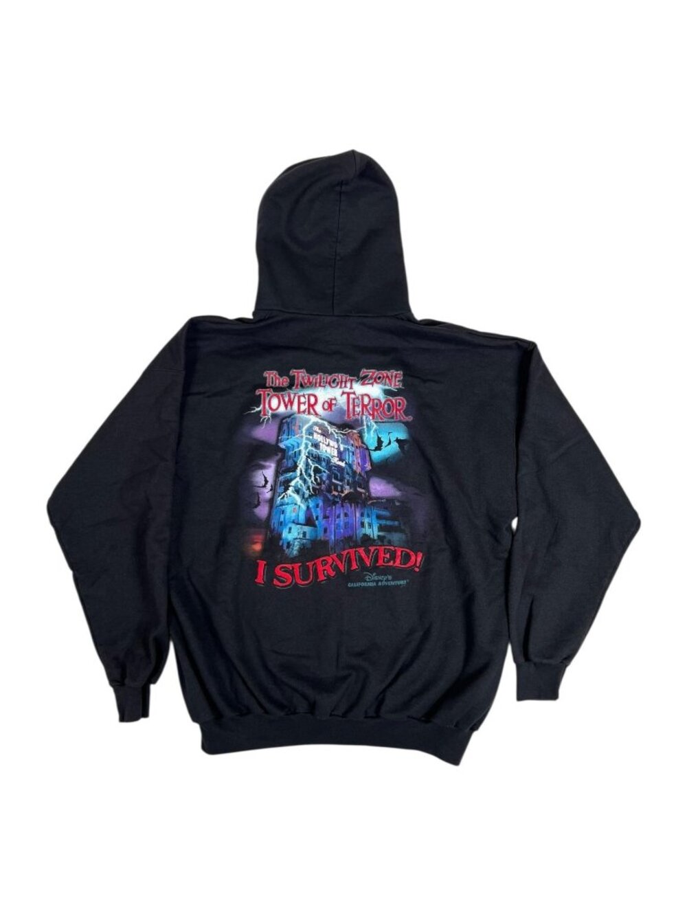 Vintage Disney Twilight Zone Tower Of Terror Hoodie Mens XL Black Full Zip